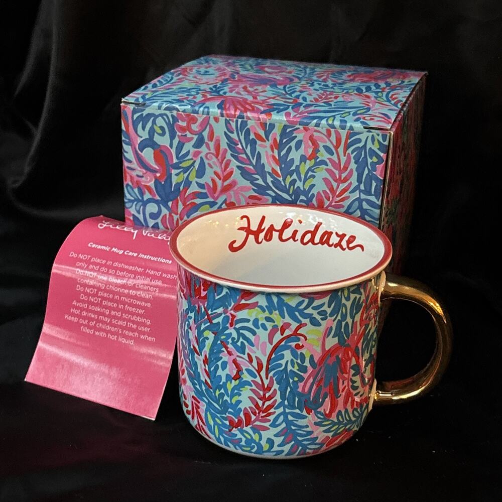 Lilly Pulitzer NIB GWP Printed Ceramic Mug in Multi Dive Bar -13 oz New With Box